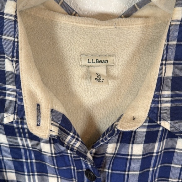 L.L. Bean Blue Plaid Fleece Lined Shacket Size XL REG - Picture 2 of 7